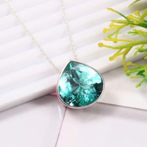 Flawless Ceylon Blue Green Parti Sapphire Heart Cut Gemstone Charm Pendant, 10x10 MM 925 Sterling Silver Pendant For Her Anniversary Gift