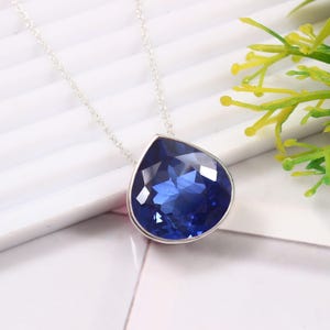AAA Flawless Ceylon Royal Blue Sapphire Heart Cut Gemstone Charm Pendant, 10x10 MM 925 Sterling Silver Pendant For Her Anniversary Gift