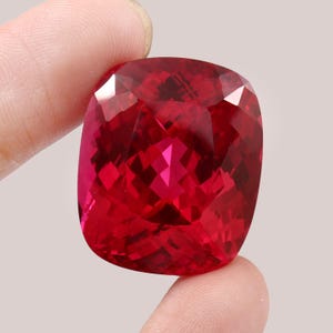 AAA 60.60 CT Flawless Mozambique Blood Red Ruby Cushion Loose Gemstone Cut, Nice Luster Quality Ruby Ring And Jewelry Making Cut 25x22 MM