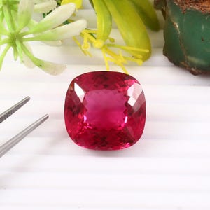 AAA 61.30 CT Flawless Mozambique Blood Red Ruby Cushion Loose Gemstone Cut, Nice Luster Quality Ruby Ring And Jewelry Making Cut 23x23 MM
