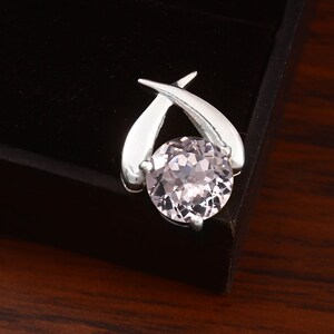 Pendentif saphir blanc de Ceylan : argent sterling 925, taille ronde, teneur AAA