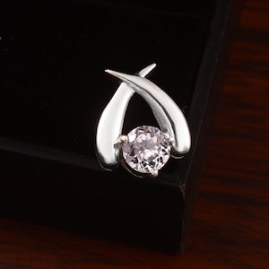 Pendentif saphir blanc de Ceylan : argent sterling 925, breloque taille ronde