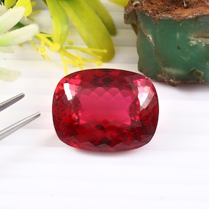 AAA 88.70 CT Flawless Mozambique Blood Red Ruby Cushion Loose Gemstone Cut, Nice Luster Quality Ruby Ring And Jewelry Making Cut 30x23 MM