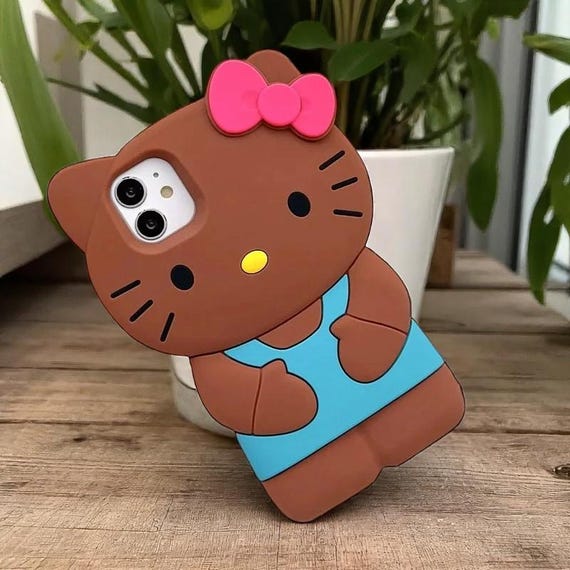 3D Hello Kitty iPhone Case: Y2K Kawaii Silicone Shockproof Cover