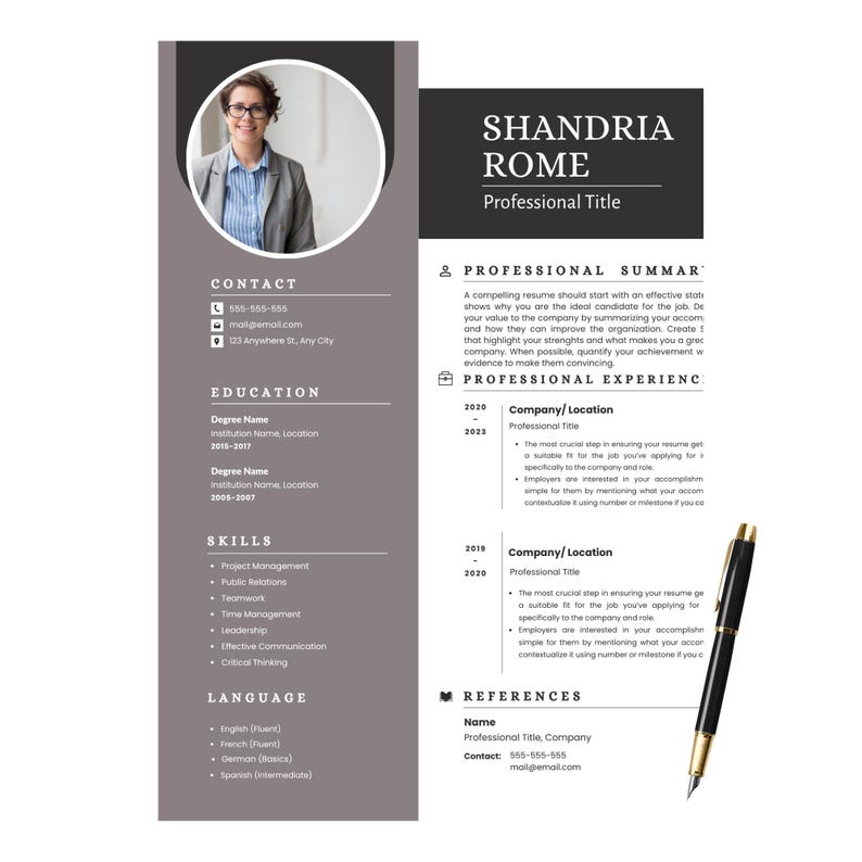 Female Cv Examples Editable Resume Template for Job Seeker | Modern Professional Design ...