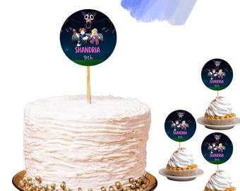 Roblox kinderfeestcadeautjes, taarttopper '99 Nachten in het Bos', bewerkbare bosfeestdecoratie, printbare Canva-sjabloon
