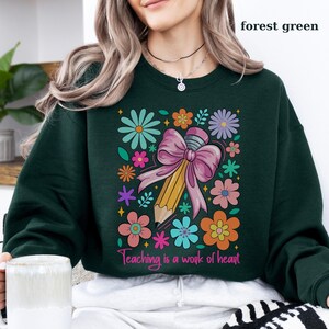 Teacher Flower Sweatshirt, Teacher Crewneck, Back to School Shirts, Cute Teacher Sweater, Teacher Appreciation Hoodie, Teacher Gift