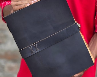 Rustic Black Leather Journal: Handmade Grimoire, Deckle Edge Paper