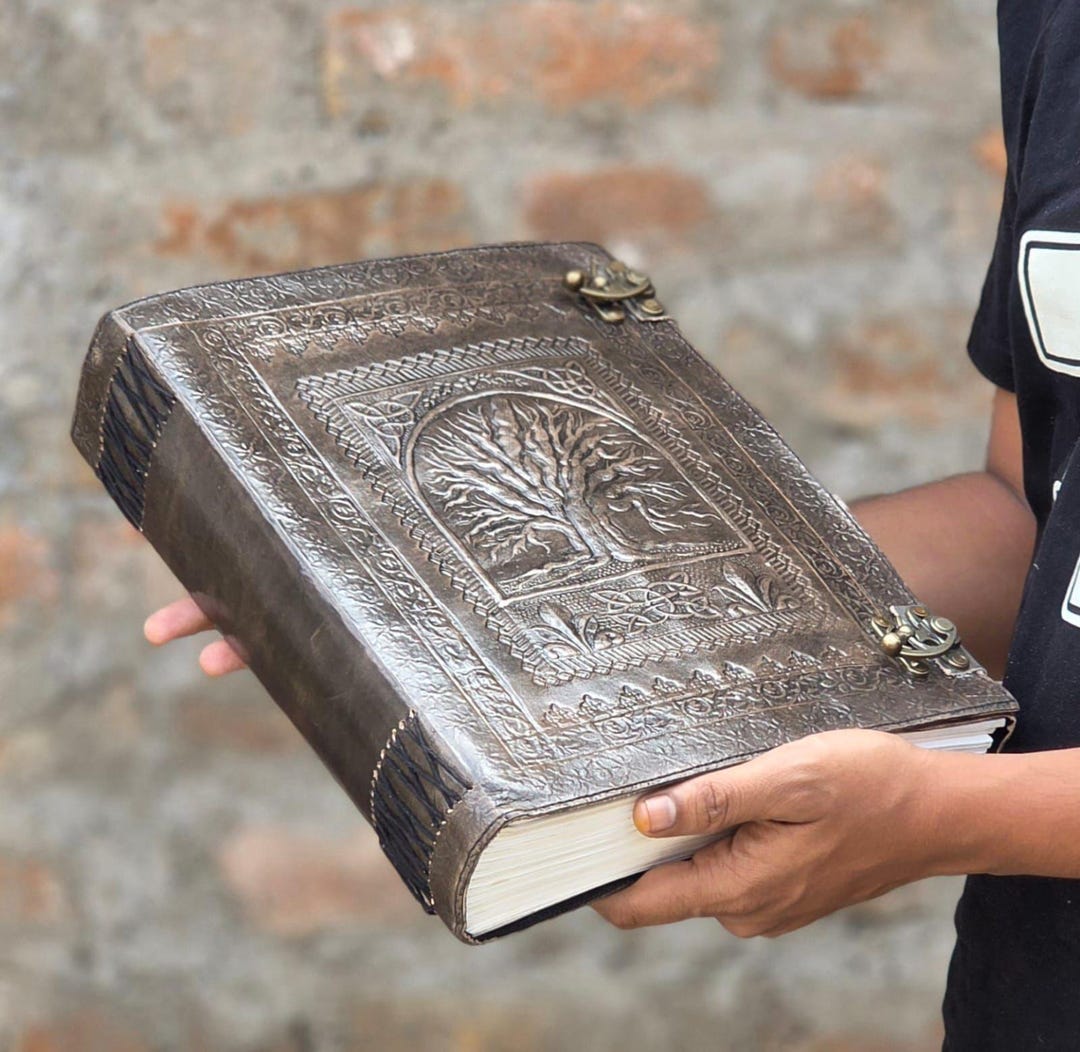 Large Antique Tree of Life Handmade Leather Journal Book of Shadows ...