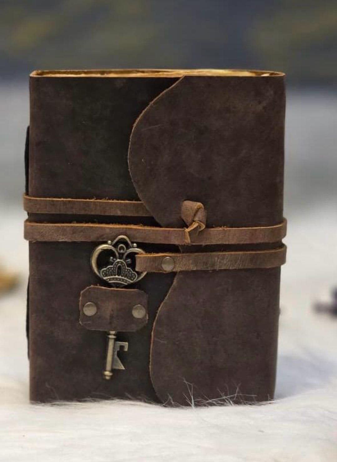 Handmade Brown Leather Journal With Key, Vintage Wrap Diary - Etsy