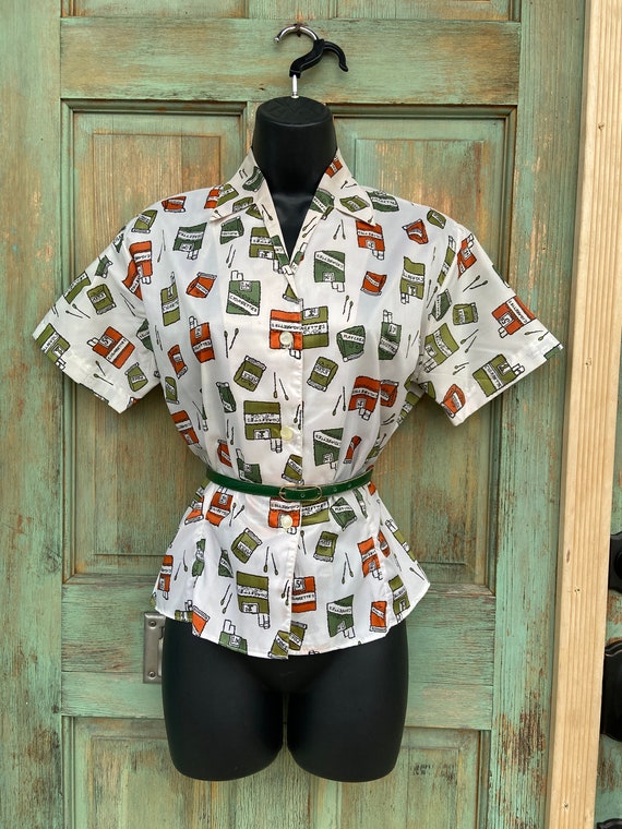 Cigarette Theme Novelty Print Shirt, Donkenny