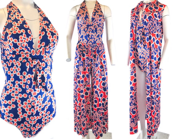 1970s THREE-piece Resort SET One Piece Polyester S