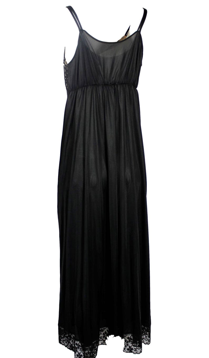 Vintage 1970s Long Black Nylon Nightgown by Gilead Etsy