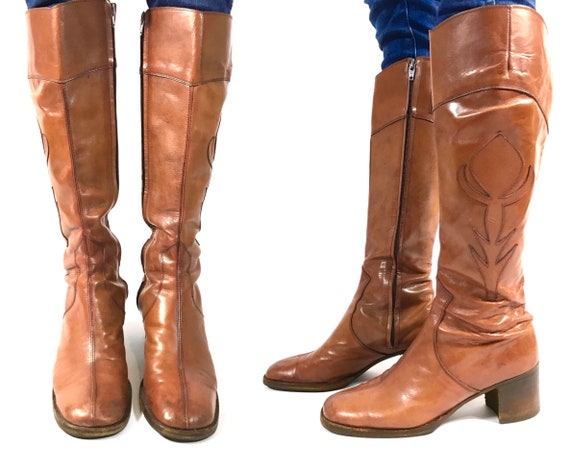 1970s Light Brown Leather Italian Boots, Bartoli o