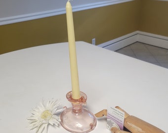 Vintage Kerzenständer aus rosa Depressionsglas