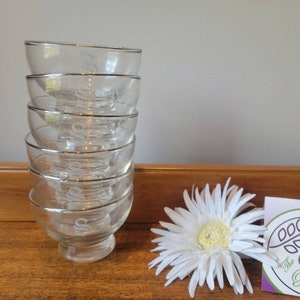 Vintage Etched Monogram &quot;S&quot; Glass Pudding Dishes - Set of 6