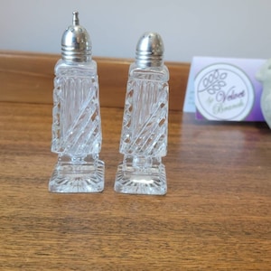 Vintage Cut Glass Salt and Pepper Shakers. Crystal Shakers. Mid-Century Serveware