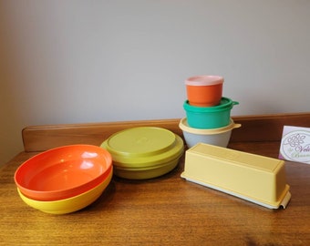 Tupperware-Behälter-Set im Vintage-Stil, 12 Stück, Mix & Match, Müslischalen, Lebensmittelaufbewahrung mit Deckel, Butterdose, Bastelaufbewahrung, Speisekammer-Organizer