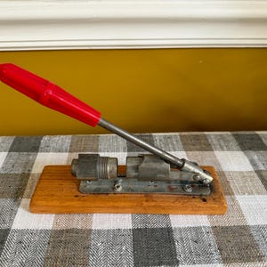 Vintage Industrial Nut Cracker w/ Red Handle. Retro Reed’s Rocket Model R-300