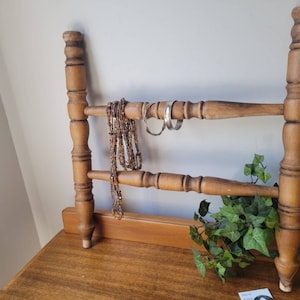 Wood Display Jewelry Rack. House Towel Ladder Rack Stand. Rustic Antique Wood Chair Wall Decor Farmhouse Lake Cabin Decor