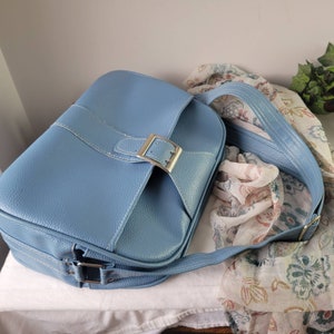 Sac de voyage bleu souple vintage des années 1970, sac de voyage pour ordinateur portable rétro, sac de voyage pour ordinateur portable Carryon