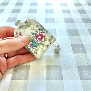 Antique Porcelain Floral Snuff Bottle. Unique Hand Painted Porcelain Chinese Tobacco Holder.