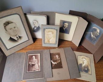 Antique Photographs of Young Men Victorian Sepia Portraits Set of 8 Collectible Vintage Professional Cabinet Photos Late 1800's Early 1900's