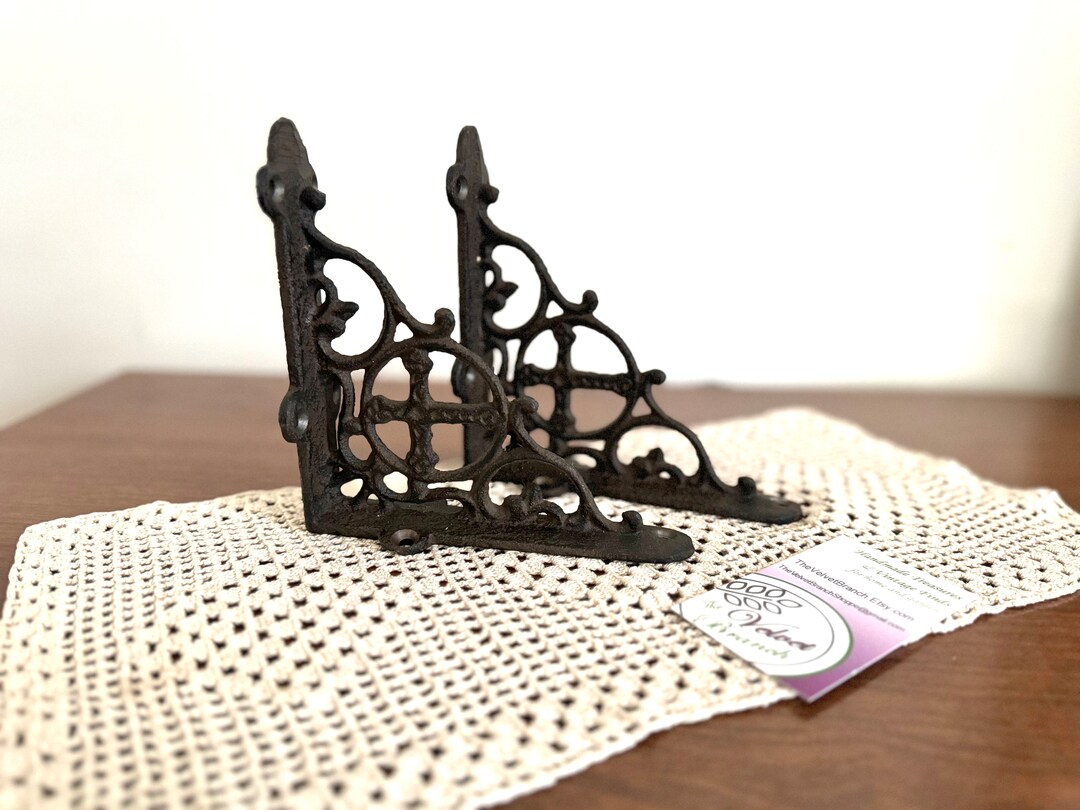 Antique Cast Iron Shelf Brackets. Black Wrought Iron Supports ...