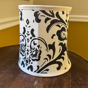 Vintage Black and White Print Lampshade. Modern Contemporary Geometric Lampshade