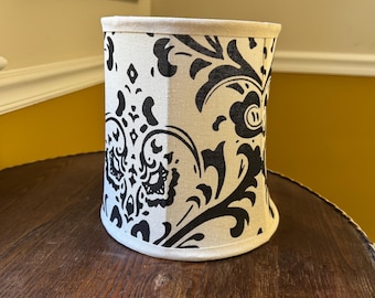 Vintage Black and White Print Lampshade. Modern Contemporary Geometric Lampshade