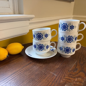 Vintage Mitterteich Bavarian Cup Set. Germany Mid Mod Coffee Tea Cups Collection of 5