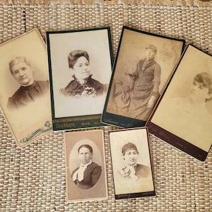 Antique Photographs Victorian Women Sepia Portraits Set of 6 1800&#39;s Collectible Vintage Lady Portraits