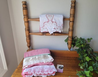 Wood Display Jewelry Rack. House Towel Ladder Rack Stand. Rustic Antique Wood Chair Wall Decor Farmhouse Lake Cabin Decor