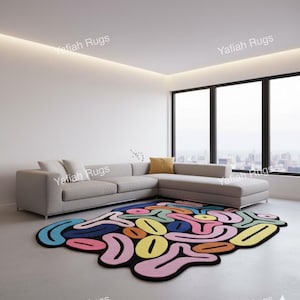 Hand Tufted Rug Luxury pretty Abstract Irregular Shape Carpet 100% New Zealand Wool Handmade Woven Area Rug for Living Room, Dining Room.