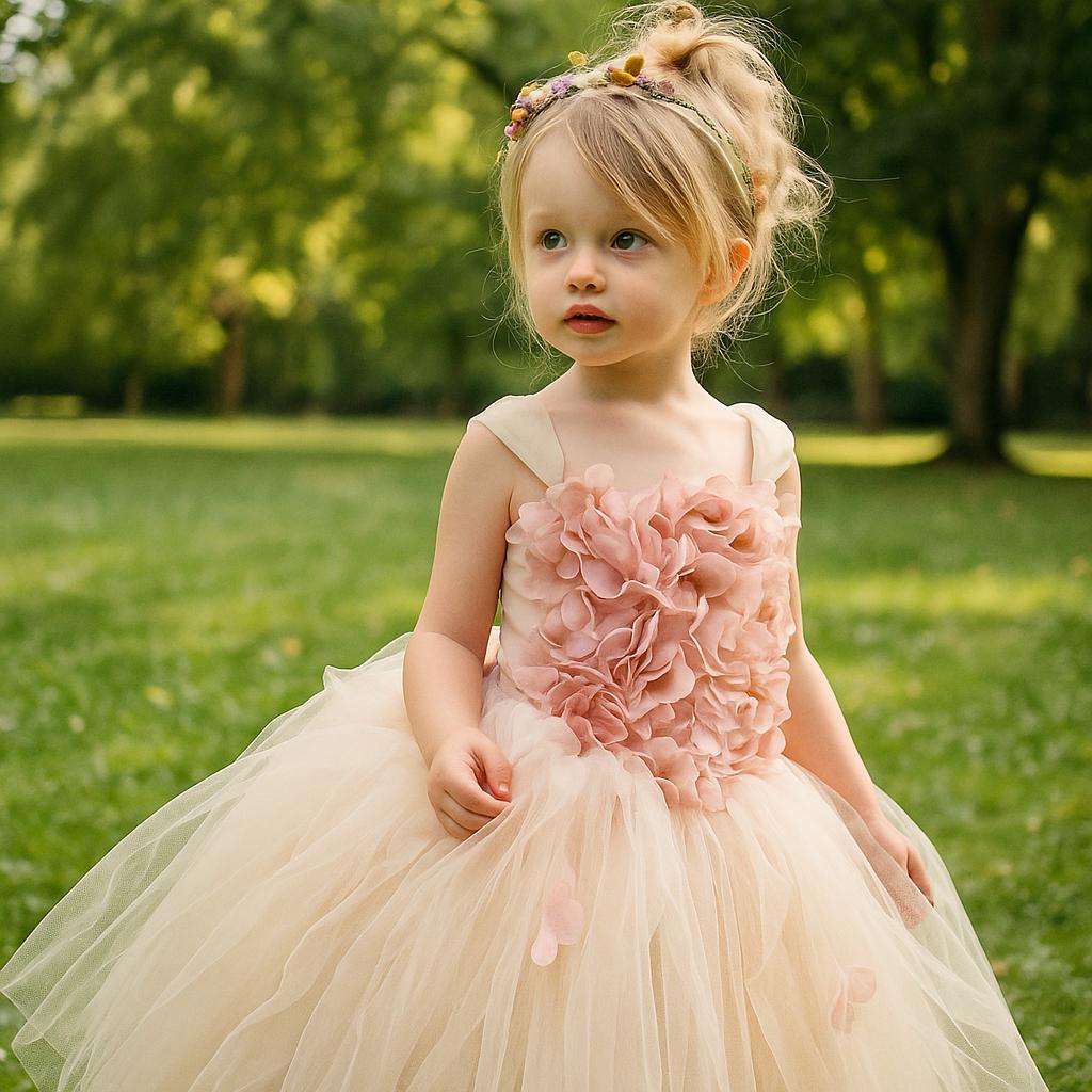 Hydrangea Flutter Sleeve Tutu Dress: Elegant Wedding Party Dress