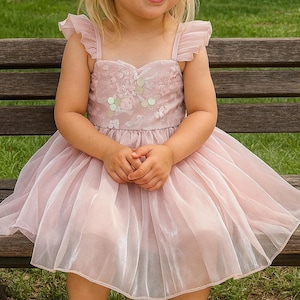 Sparkly Pink Sequin Tulle Dress: Flower Girl Birthday Party