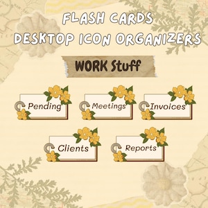 20+ Floral Flashcards Desktop Icons- Hand-drawn icons with warm and cozy aesthetics (Mac & Windows compatible)