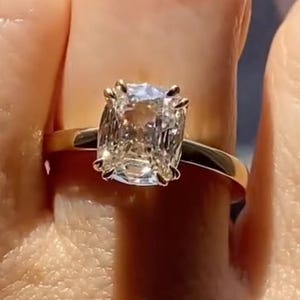 3CT Elongated Cushion Cut Moissanite Solitaire Ring: Sterling Silver Engagement Ring