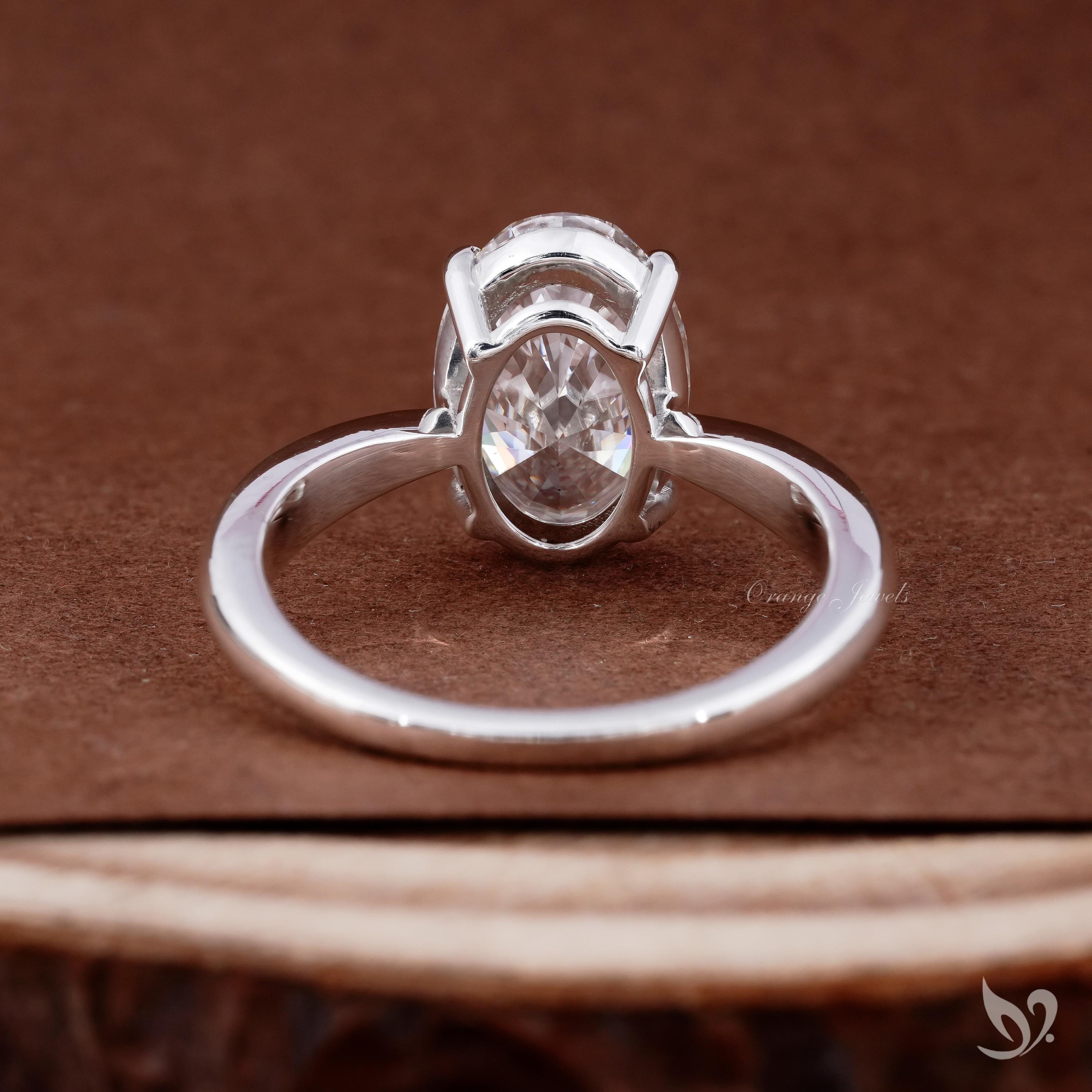 Oval Cut 3CT Lab Diamond Engagement Ring, 14K Gold Solitaire Wedding ...