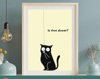 Funny Black Cat Spider Art Print – Whimsical Pet Lover Gift (Digital Download)