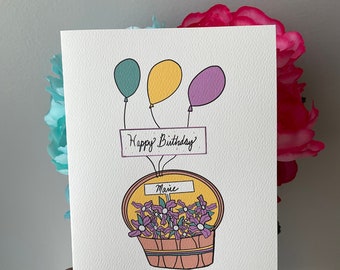 Personalized Birthday Card, Spring, Custom Birthday Card, Cute Birthday Card, Flower Birthday Card