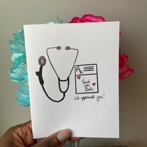 Doctor Thank You Card, Doctor Appreciation Card, Thanks Doc Card, Personalized Doctor Card, Stethoscope Card