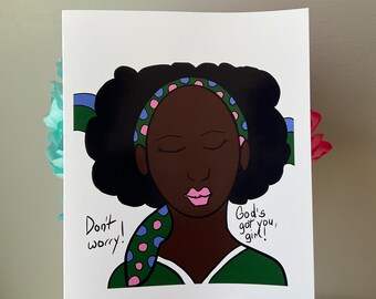 Black Girl Card, Black Affirmation Card, Black Encouragement Card, Keep Praying, Uplifting, Don't Worry Card, Black Christian Card, Inspire