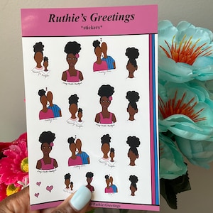 Black Girl Variety Sticker Sheet, Black Girl Sticker Sheet, Black Girl Planner Stickers, Black Girl Journal Stickers, Variety Sticker Pack