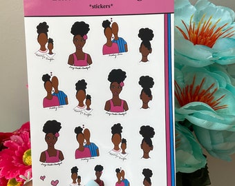 Black Girl Variety Sticker Sheet, Black Girl Sticker Sheet, Black Girl Planner Stickers, Black Girl Journal Stickers, Variety Sticker Pack