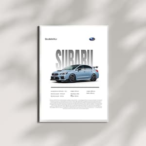 Subaru WRX STI Poster, JDM Turbo Car Wall Art, Rally Car Print, Subaru Poster for Him, Subaru Decor, Boxer Engine Art, Car Enthusiast Gift