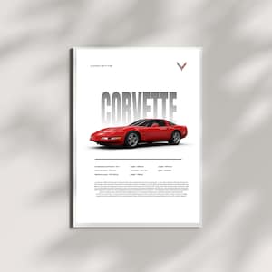 Chevrolet Corvette C4 ZR1 Wall Art Print, Classic American Muscle Car Poster, Retro Sports Car Artwork for Garage, Man Cave, or Office Decor