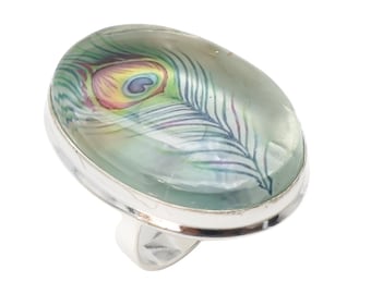 Handcrafted Scenic Agate 925 Silver Ring – Nature Inspired Jewelry