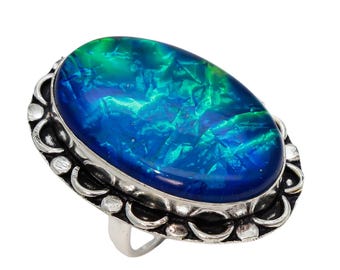 Verstellbarer Sterling Silber Opal Ring | Handgefertigter Edelsteinschmuck