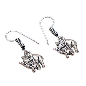 Handcrafted Elephant Earrings – Sterling Silver Animal Jewelry, Symbol of Strength & Wisdom, Gift for Her Boho Elephant Earrings Lightweight